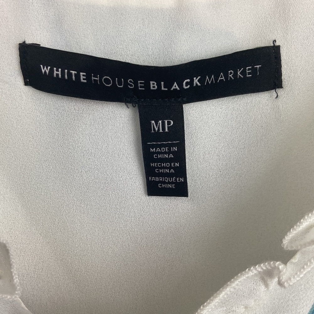 White House Black Marker Tank Top Professional Blouse w/ Flower Details - Picture 5 of 6